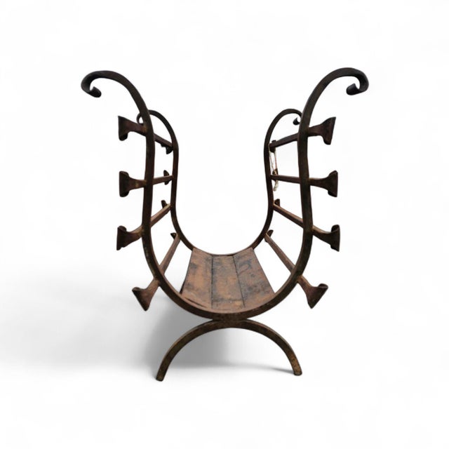 Vintage Black Wrought Iron Fireplace Log Holder, 1960s For Sale - Image 12 of 12
