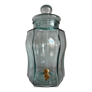 Vintage Glass Drink Dispenser With Brass Spigot, Made in Italy