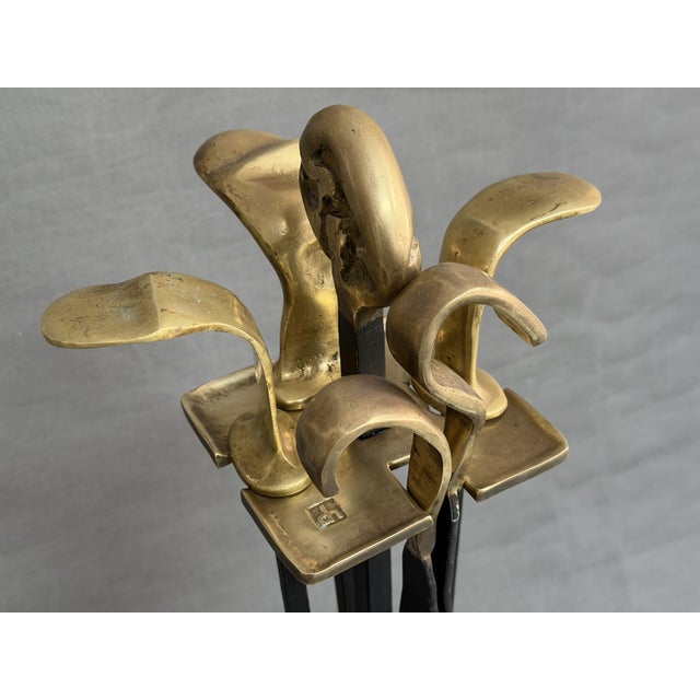 Brutalist Vintage Brutalist Fireplace Tools in Bronze by David Marshall, 1975, Set of 5 For Sale - Image 3 of 9