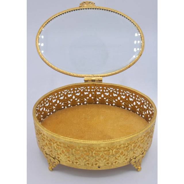 Vintage French Beveled Glass and Brass Jewelry Box For Sale - Image 12 of 12