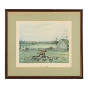 1950s Edward S. Voss "Off to Draw" Fox-Hunt Monkton, MD, Original Print, Framed