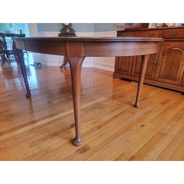 Wood 1971 Pennsylvania House Solid Cherry Dining Table & 6 Windsor Chairs (Van Sciver Retailer) For Sale - Image 7 of 18