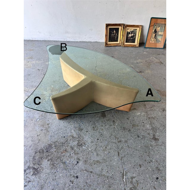 Animal Skin Postmodern Glass and Leather Coffee Table Style of Vladimir Kagan / Karl Springer For Sale - Image 7 of 7