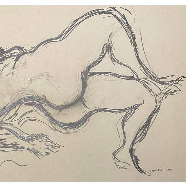 André Cottavoz, Lying Nude, 1974, Original Charcoal Drawing For Sale - Image 4 of 7
