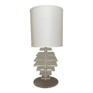 Vintage Karl Springer Style Stacked Lucite Table Lamp For Sale