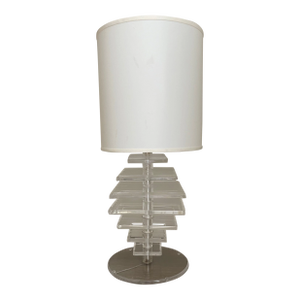 Vintage Karl Springer Style Stacked Lucite Table Lamp