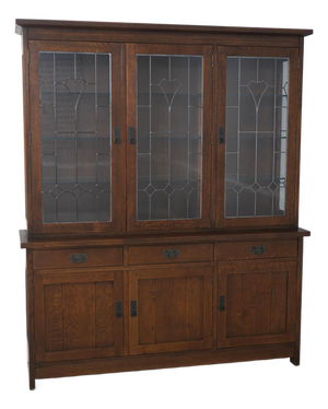 Stickley Mission Oak Leaded Glass China Cabinet