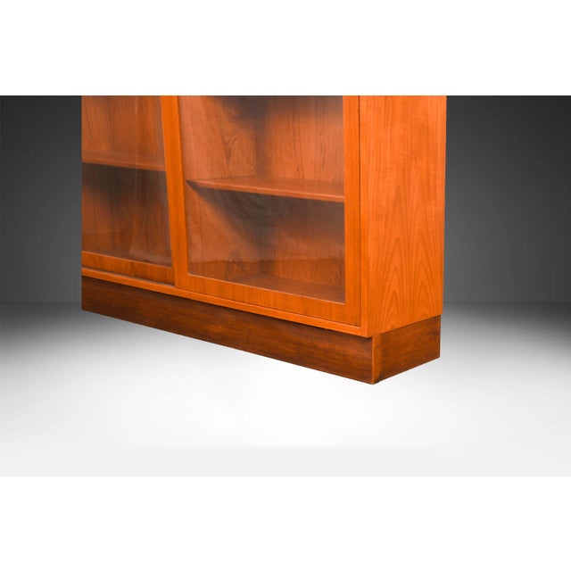 Late 20th Century Late 20th Century Danish Teak Modern Sliding Glass Door Double Bookcase For Sale - Image 5 of 12