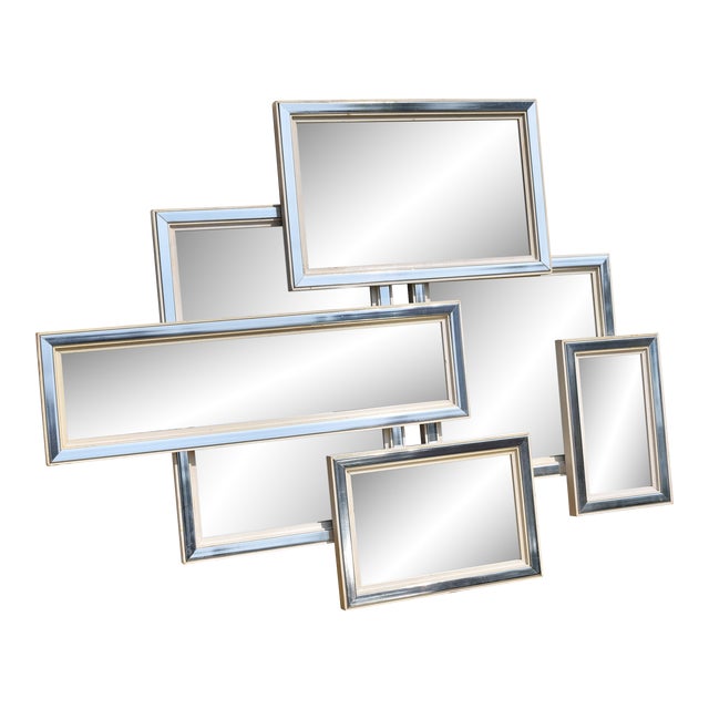 Mid-Century Modern Abstract Geometric Grouped Wall Art Mirror Fine Art Guild For Sale