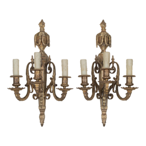 Pair of 19th Century Louis XVI Style Cast Bronze Wall Sconces