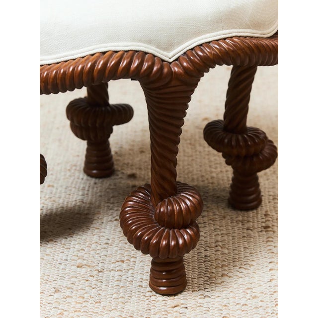 Mid 20th Century Mahogany Rope-Twist Stool For Sale In Los Angeles - Image 6 of 10