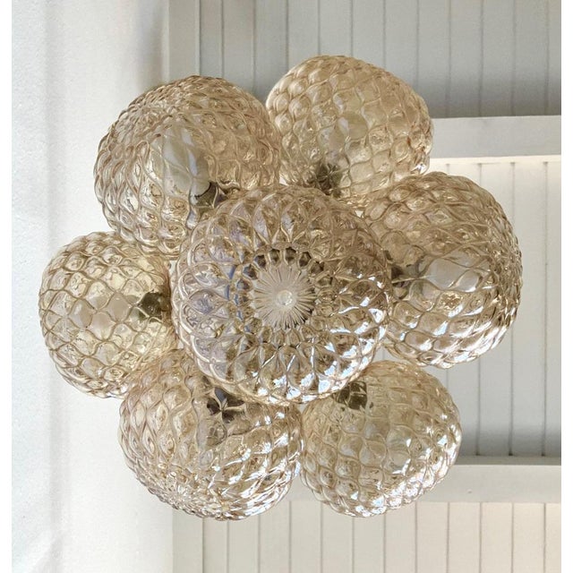 Gold Vintage 10-Light Atomic Chandelier in Glass, 1960s For Sale - Image 8 of 9