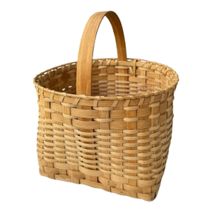 Vintage French Square Splint Wood Gathering Basket — Hand‑Woven Market Tote