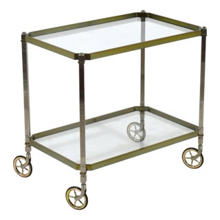Brass and Chrome Serving Cart For Sale