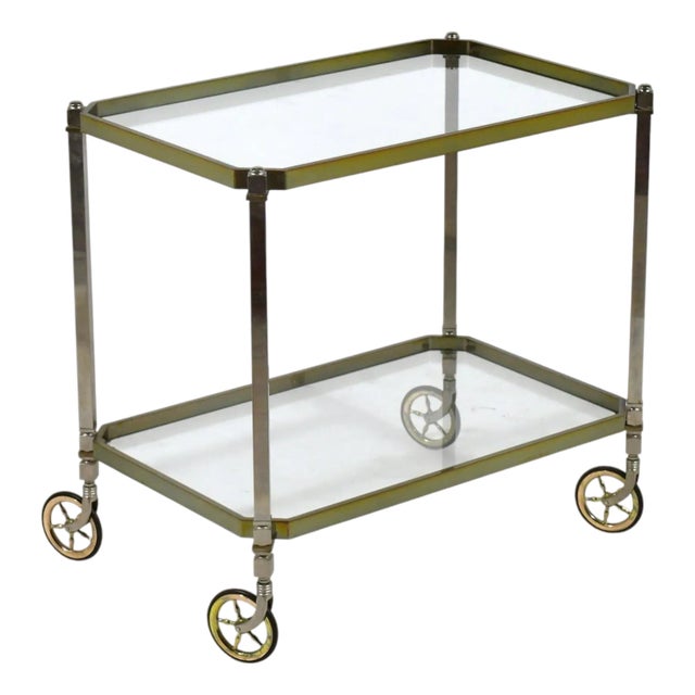 Brass and Chrome Serving Cart For Sale