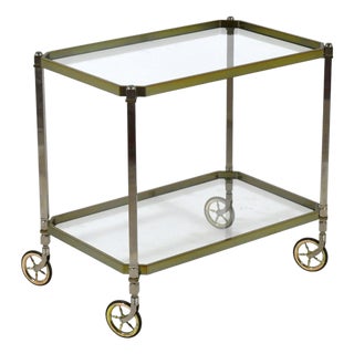 Mid 20th Century Brass and Chrome Serving Cart For Sale