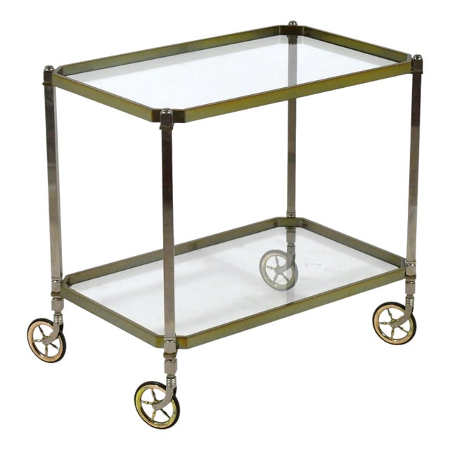 Mid 20th Century Brass and Chrome Serving Cart For Sale