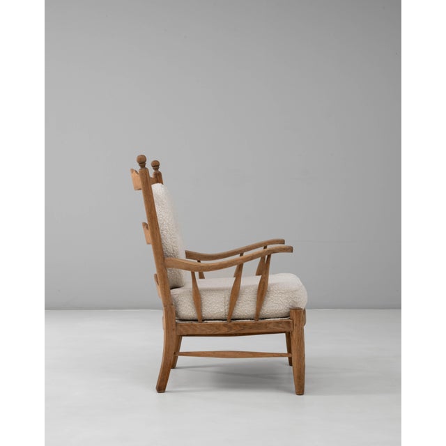 20th Century French Provincial Style Oak Armchair with Sculpted Back and Round For Sale - Image 17 of 18