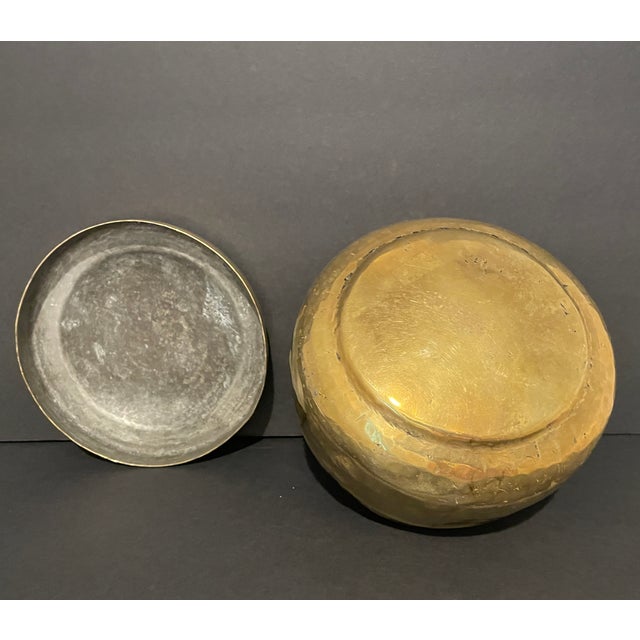 1930s Antique Indian Brass Chapati Box For Sale - Image 5 of 6