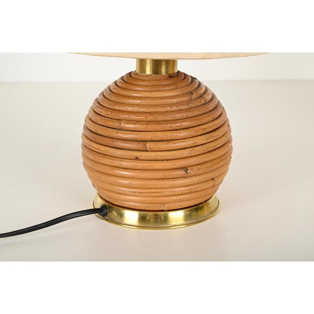 Mid-Century Modern Table Lamps in Rattan and Brass from Vivai Del Sud, Italy, 1970, Set of 2 For Sale - Image 13 of 14