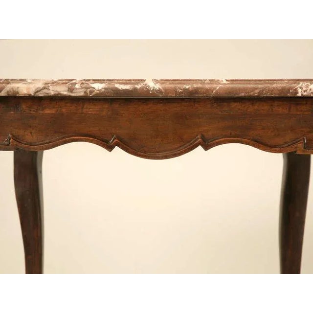 Wood 18th Century Antique French Louis XV Marble Top Cherry Side Table For Sale - Image 7 of 10