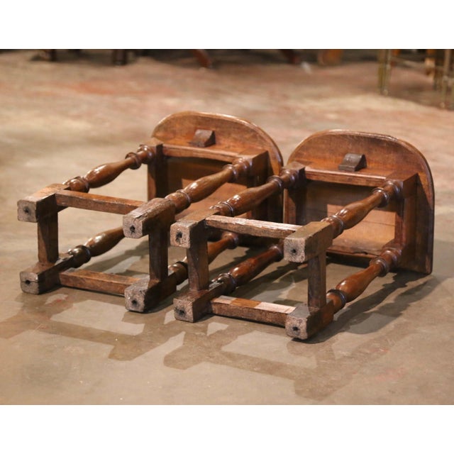 Pair of 18th Century French Louis XIII Oak Four-Leg Side Tables For Sale - Image 10 of 10