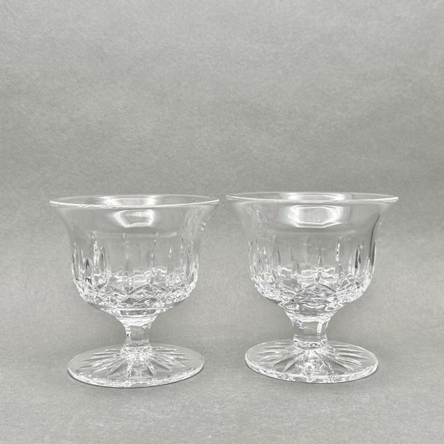 Waterford Crystal Mid 20th Century Pair of Vintage Waterford Crystal Glandore Pattern Footed Sherbet Dessert Bowls For Sale - Image 4 of 11
