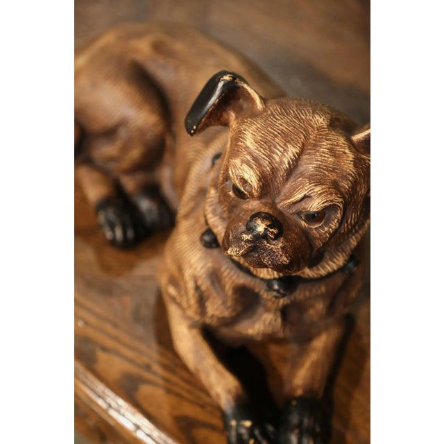 Mid-Century French Terracotta Pug Dog Sculpture With Glass Eyes For Sale - Image 10 of 12
