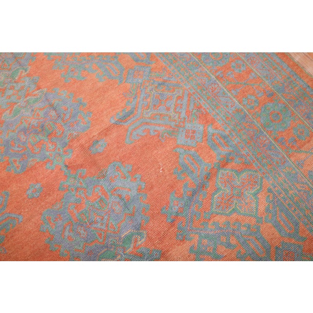 Bright Coral Antique Oushak Rug, 11'4'' X 14'1'' For Sale - Image 4 of 18