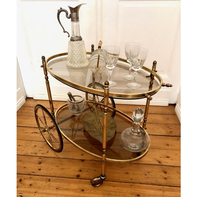 Metal Neoclassical Brass Serving Trolley, 1960s For Sale - Image 7 of 11