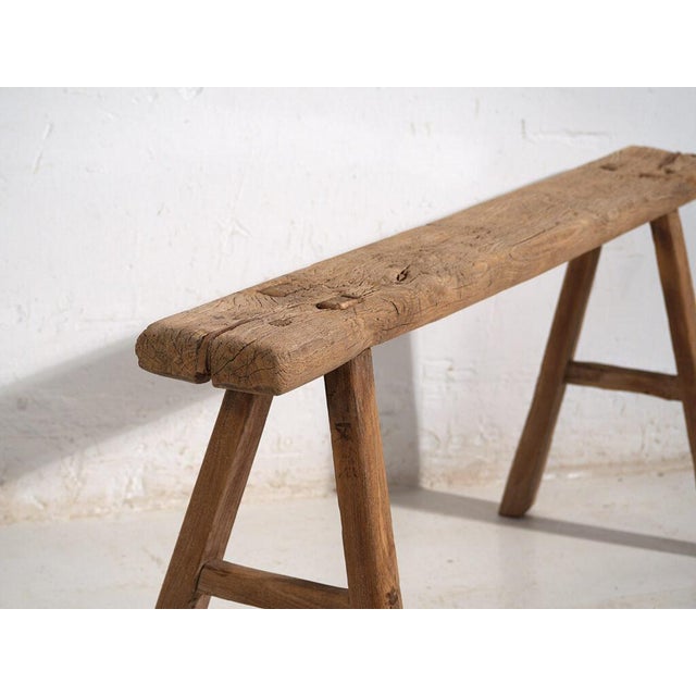 Antique Oriental Wooden Bench For Sale - Image 5 of 9
