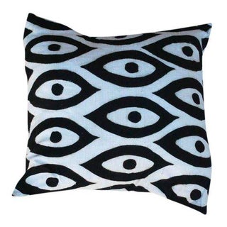 M. Montague Black and White Evil Eye Motif Cushion For Sale
