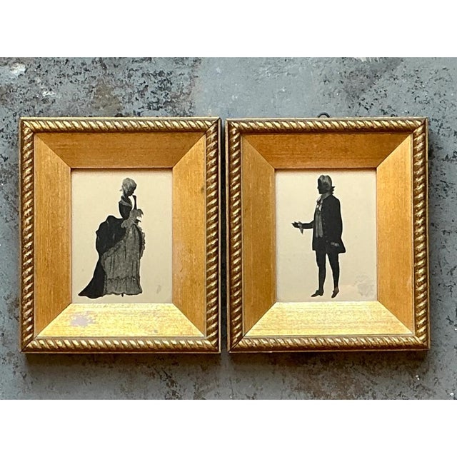 Victorian Vintage Silhouette Portraits in Gold Frames - Pair For Sale - Image 3 of 12