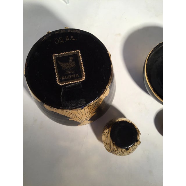 Vintage Burmese Laquer Owl Boxes - a Pair For Sale - Image 11 of 13