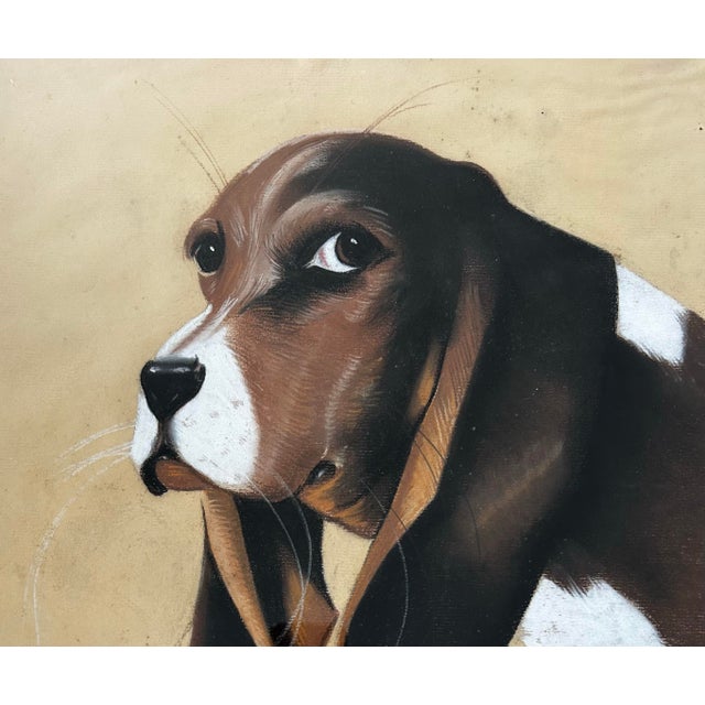 1950s Vintage 1959 Framed Pastel Portrait of a Beagle Dog For Sale - Image 5 of 7