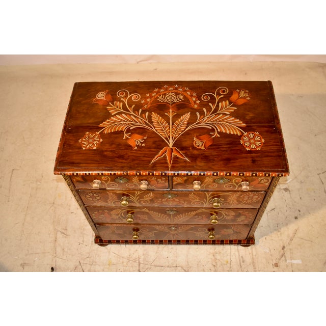 18th Century Decorated Walnut Chest of Drawers For Sale - Image 9 of 11