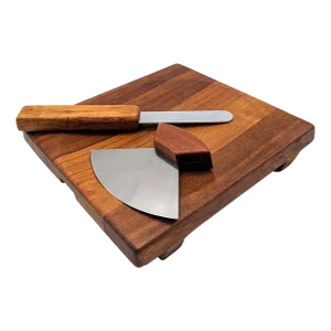 1970s Dansk Teak Wood Herb Chopping Board With Knife