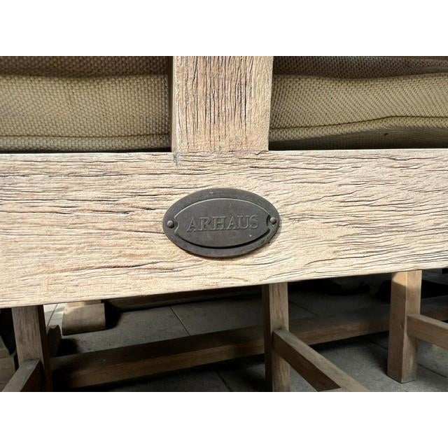 Arhaus Hamptons Outdoor Teak Dining Set – 84" Table, Bench, 4 Chairs, Beverage Cart & Cushions For Sale - Image 15 of 15