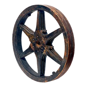 Late 19th Century Antique Industrial Age Wood Fan Belt Flywheel