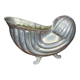 Large Footed Art Deco Style Brass Nautilus Shell For Sale