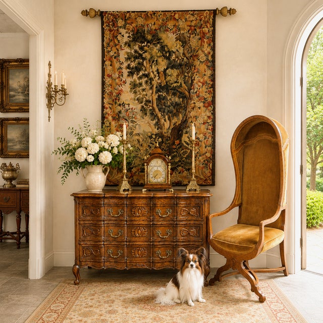ENTRYWAY COLLECTION - French Estate Style An early 20th-century French Louis XV Provincial carved oak arbalète commode...