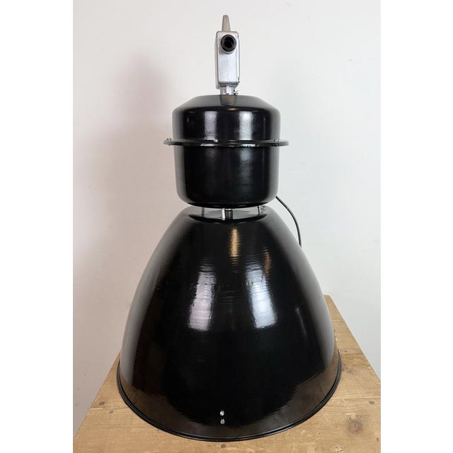 Large Industrial Black Factory Pendant Lamp from Elektrosvit, 1960s For Sale - Image 13 of 18