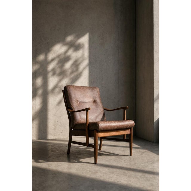Mid-Century Danish Modern Beech and Brown Leather Armchair from Farstrup Møbler, 1970s For Sale - Image 13 of 18