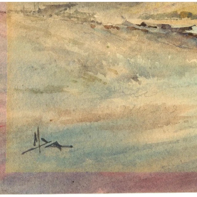 The Monsoon Original Impressionist Watercolor Painting Circa 1961 For Sale - Image 4 of 5