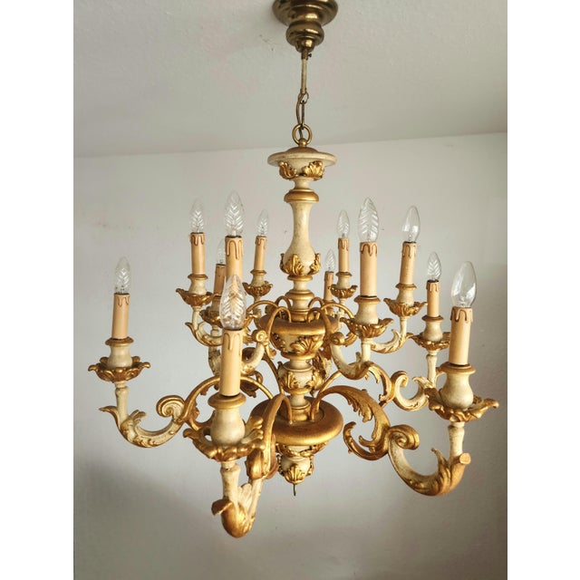 Vintage Florentine Chandelier with Gold Leaf, 1930s For Sale - Image 18 of 18