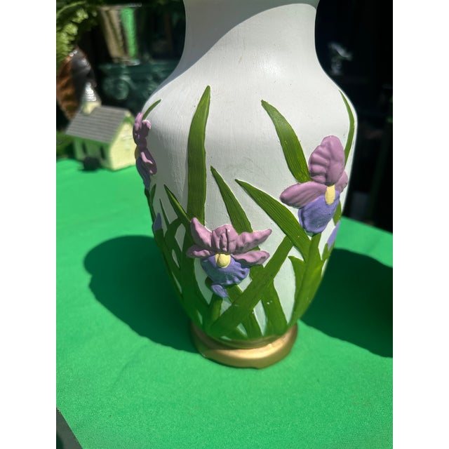Pair of Handmade Floral Ceramic Vases For Sale - Image 4 of 8
