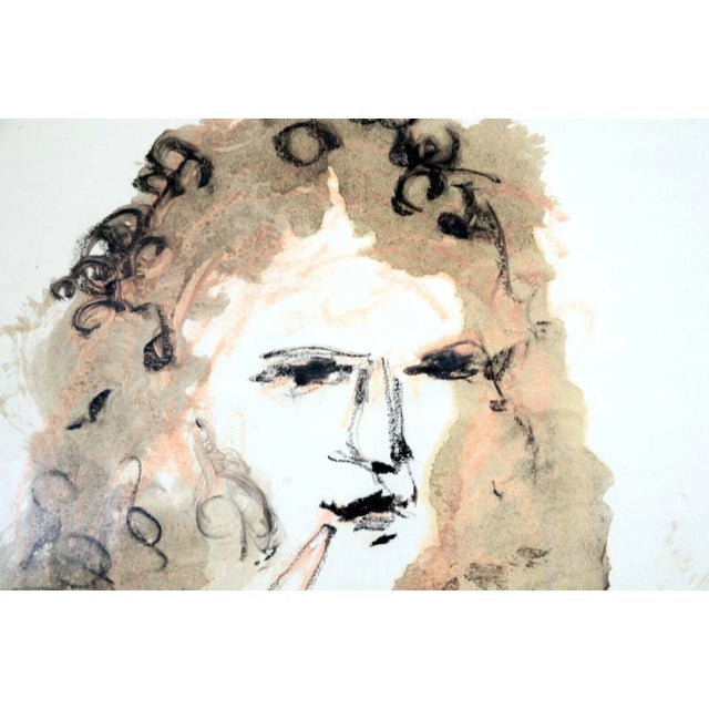 Figurative Richard Kozlow Figurative Portrait II Signed Modern Mixed Media Drawing on Paper For Sale - Image 3 of 8