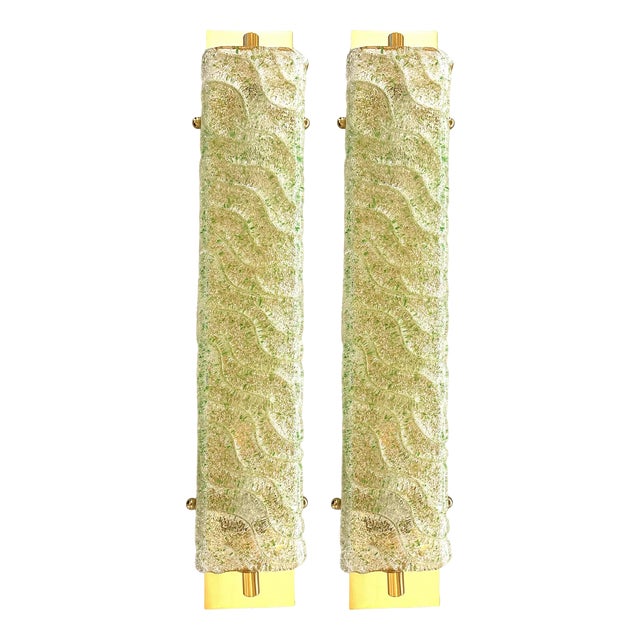 Gold 24k Wall Sconces with Green Graniglia Murano Glass by Simoeng for Simoeng, Set of 2 For Sale