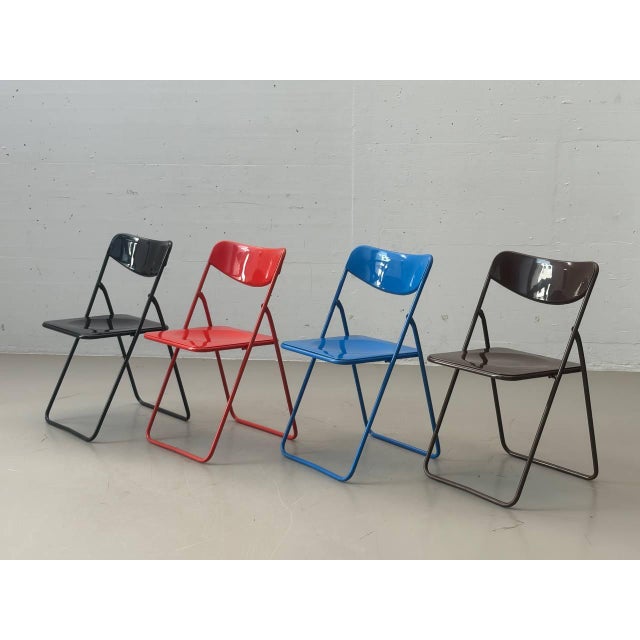 Industrial Vintage Ted Folding Chairs by Niels Gammelgaard for Ikea, 1970s, Set of 4 For Sale - Image 3 of 18