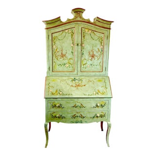 Early 20th Century Swedish Gustavian HandPainted Secretary Desk & Storage Cabinet. For Sale